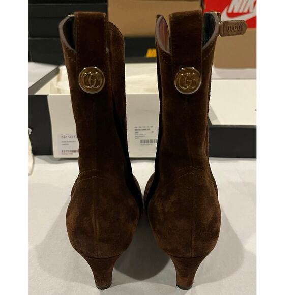 Gucci Quebec Leather Booties Maroon - Picture 6 of 12